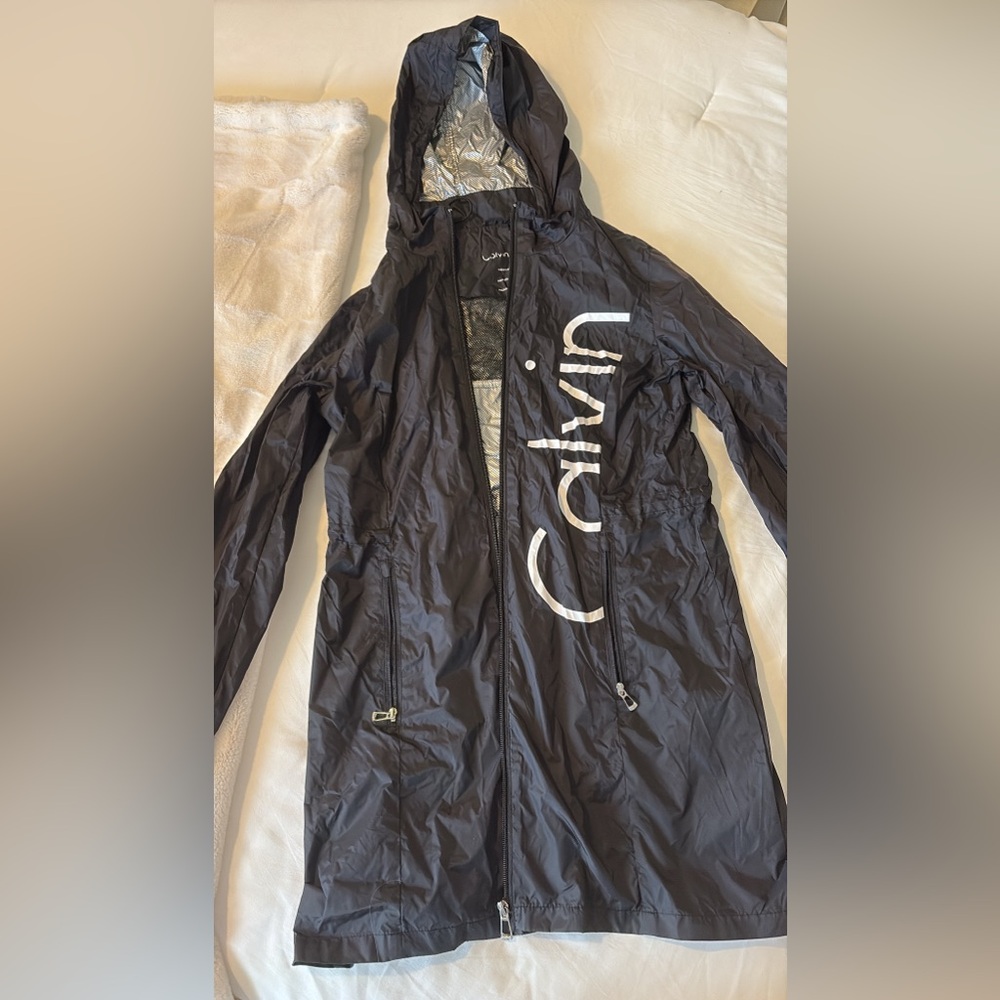 Calvin Klein black windbreaker/ rain jacket